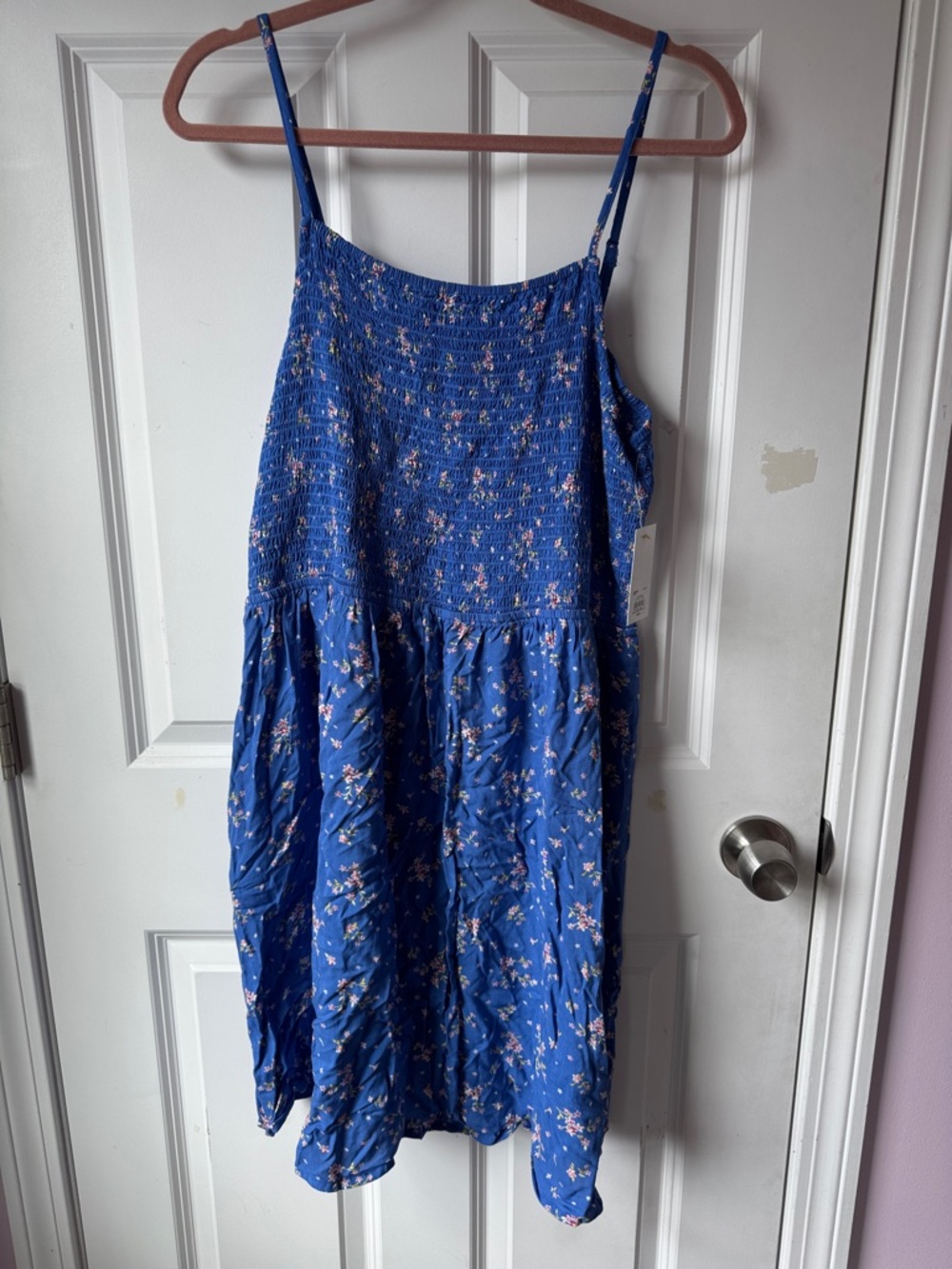 SO Blue Floral Smocked Midi Dress NWT